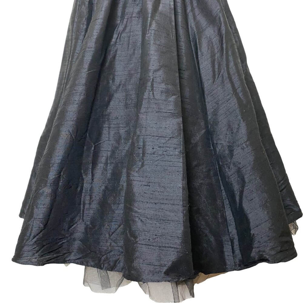 Vintage Y2K ABS by Allen Schwartz Black Silk Strapless Evening Gown Sz 2 - Picture 6 of 11